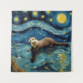 Een otter in het Sterrennacht Zee Wandkleed (Voorkant)