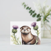 Een otter met distel briefkaart (Staand voorkant)