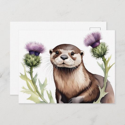 Een otter met distel briefkaart (Voorkant / Achterkant)