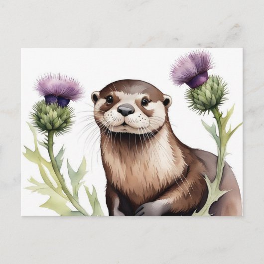 Een otter met distel briefkaart (Voorkant)