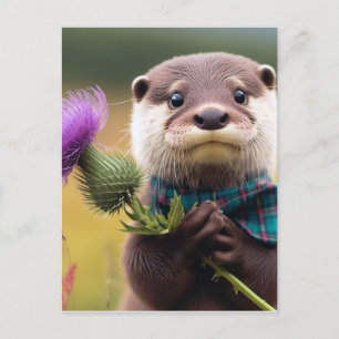 Een otter met distel briefkaart