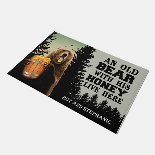 Een oud Beer met zijn honing hier Deurmat (Schuin)