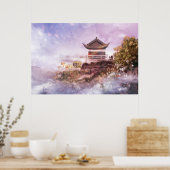 Een oud Chinees gebouw op een bergtop Poster (Keuken)
