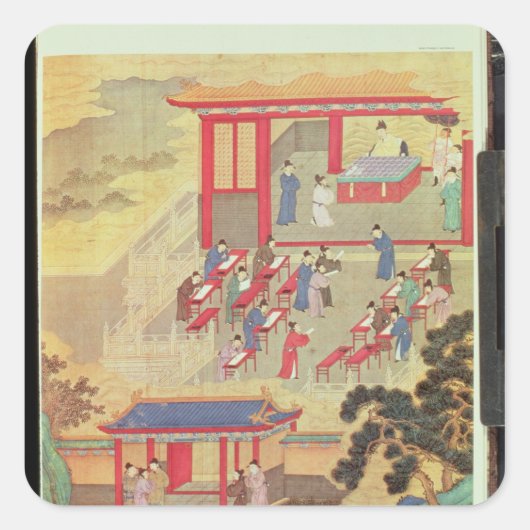 Een oud Chinees openbaar onderzoek Vierkante Sticker (Voorkant)