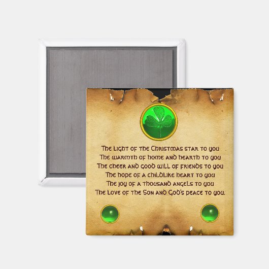 Een oud Iers kerstfeest, verbijsterd perkament Magneet (Voorkant / Achterkant)