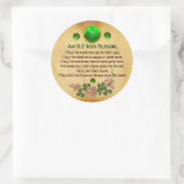 Een oud Iers zegenend perkament ,Bloemen en Parelt Ronde Sticker