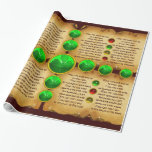 Een oud Iers Ziekenhuis met Shamrocks Cadeaupapier<br><div class="desc">Elegante, unieke keltische juweel met een smaragdgekksteen met shamrock en een oud spiritueel Iers gebed binnenin. Antiek klassieke bruine perkament-effecten en trillende kleurrijke tandstenen, zeer nauwkeurig ontwerp, 3D-modellering en rendering door Bulgan Lumini (c).Deel van de reeks Hyper Talismans. Elegant en klassiek ontwerp met een oud perkament voor kerstvakantie (kerstvakantie), Saint...</div>