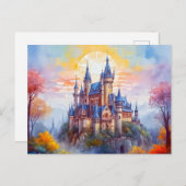 Een oud magisch kasteel in de ochtendmist briefkaart (Voorkant / Achterkant)