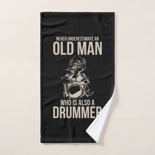 Een oud Man dat ook drummer is Handdoek (Handdoek)