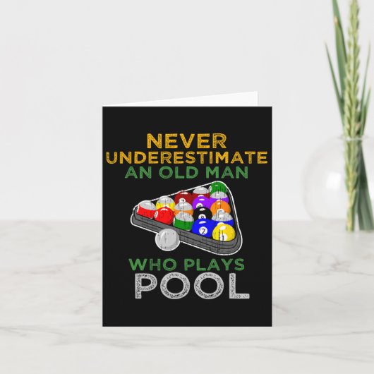 Een oud Man die speelt Pool Grappig Pool Billiards Kaart (Voorkant)