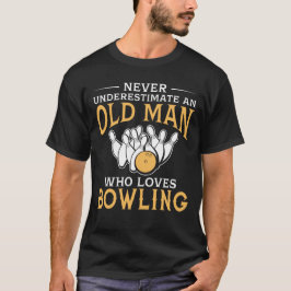 Een oud Man die van Bowling houdt T-shirt