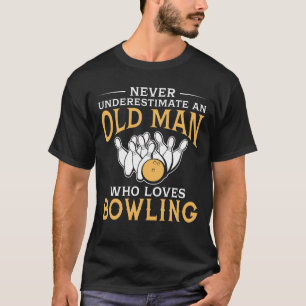 Een oud Man die van Bowling houdt T-shirt