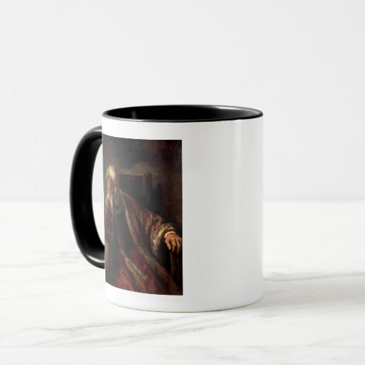 Een oud Man in een stoel Mok (Voorkant links)