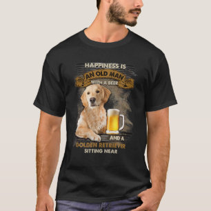 Een oud Man met een bier- en een goudkoorts T-shirt