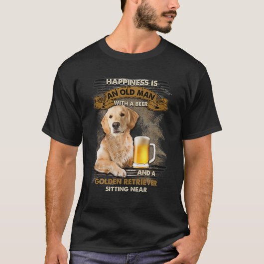 Een oud Man met een bier- en een goudkoorts T-shirt (Voorkant)