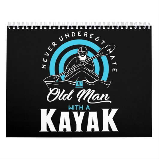 Een oud Man met een Kayak Kalender (Hoes)