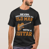 Een oud Man met gitaarzwart T-shirt (Voorkant)