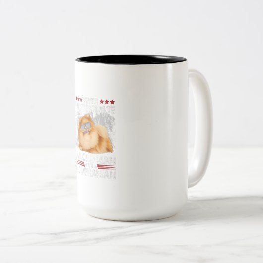 Een oud man nooit onderschatten met een Pommeraans Tweekleurige Koffiemok (Voorkant rechts)