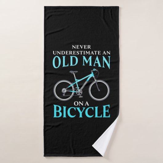 Een oud Man op een fiets Badhanddoek (Badhanddoek)