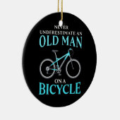 Een oud Man op een fiets Keramisch Ornament (Rechts)