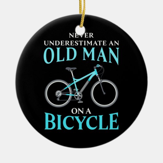 Een oud Man op een fiets Keramisch Ornament (Voorkant)