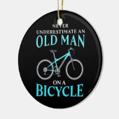 Een oud Man op een fiets Keramisch Ornament (Links)