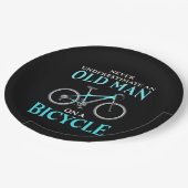 Een oud Man op een fiets Papieren Bordje (Gekanteld)