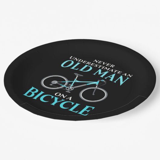 Een oud Man op een fiets Papieren Bordje (Gekanteld)