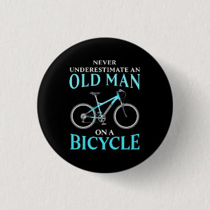 Een oud Man op een fiets Ronde Button 3,2 Cm