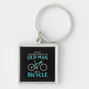 Een oud Man op een fiets Sleutelhanger
