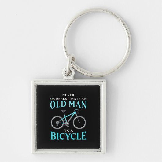 Een oud Man op een fiets Sleutelhanger (Voorkant)