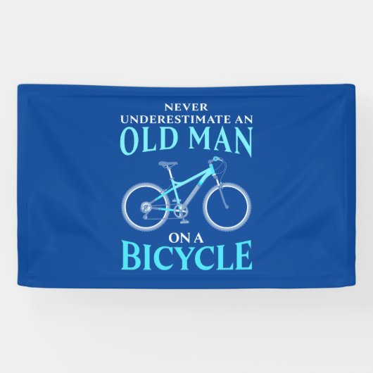 Een oud Man op een fiets Spandoek (Horizontaal)