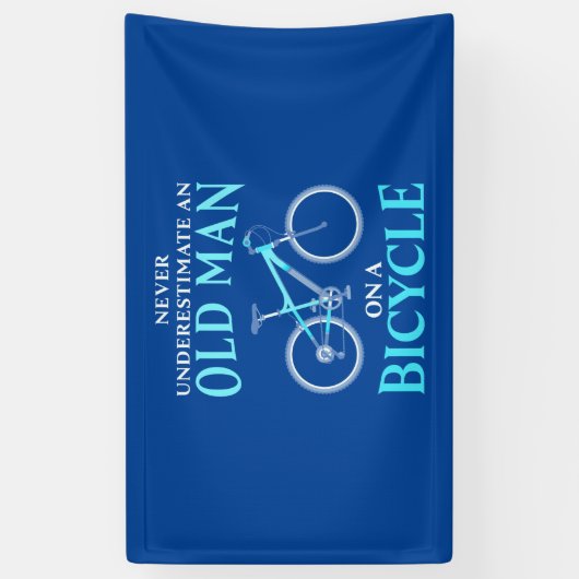 Een oud Man op een fiets Spandoek (Verticaal)