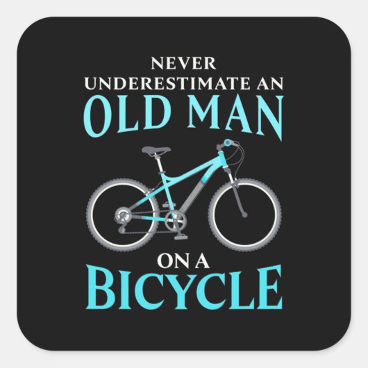 Een oud Man op een fiets Vierkante Sticker (Voorkant)