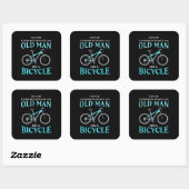Een oud Man op een fiets Vierkante Sticker (Vel)