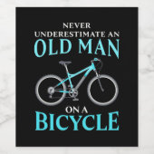 Een oud Man op een fiets Wijn Etiket (Enkel label)