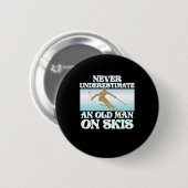 Een oud Man op skiskiende Skier Snowboard Sport Ronde Button 5,7 Cm (Voorkant /achterkant)