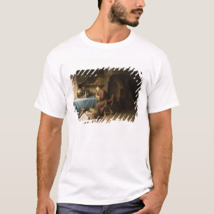 Een oud Man verlicht zijn Pijp in een studie T-shirt