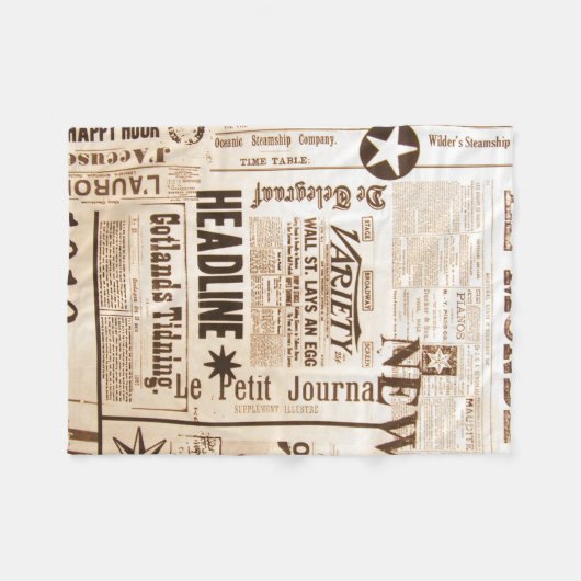 Een  oud nieuwsblad druktypografie fleece deken (Voorkant (Horizontaal))