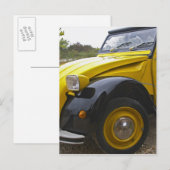 Een oud zwart-geel citroen 2CV 2 CV, Briefkaart (Voorkant / Achterkant)