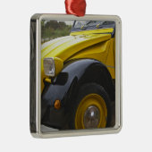 Een oud zwart-geel citroen 2CV 2 CV, Metalen Ornament (Rechts)