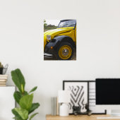 Een oud zwart-geel citroen 2CV 2 CV, Poster (Thuiskantoor)