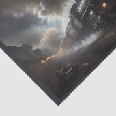 Een oude 19e-eeuwse stoomtrein 's nachts - tissuepapier (Detail)