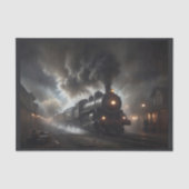 Een oude 19e-eeuwse stoomtrein 's nachts - tissuepapier (Voorkant)