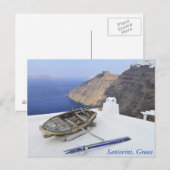 Een oude boot op het dak van een huis in Santorini Briefkaart (Voorkant / Achterkant)