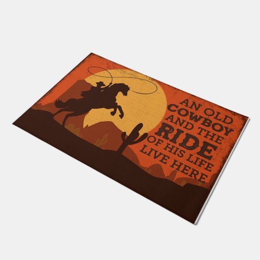 Een oude cowboy en de ride van zijn levensredacteu deurmat (Schuin)