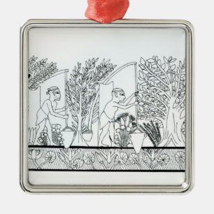 Een oude Egyptische tuin (graving) (foto) Metalen Ornament