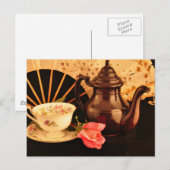 Een oude, gefaseerde Tea Time Post Card Briefkaart (Voorkant / Achterkant)