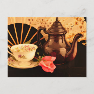 Een oude, gefaseerde Tea Time Post Card Briefkaart