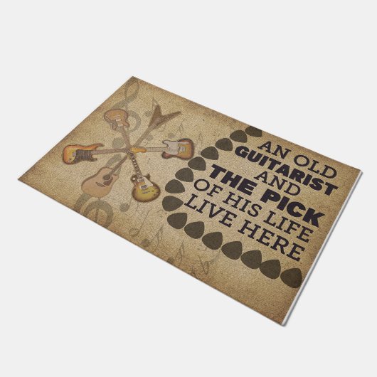 Een oude gitarist Rug, een grappige gitarist Room  Deurmat (Schuin)